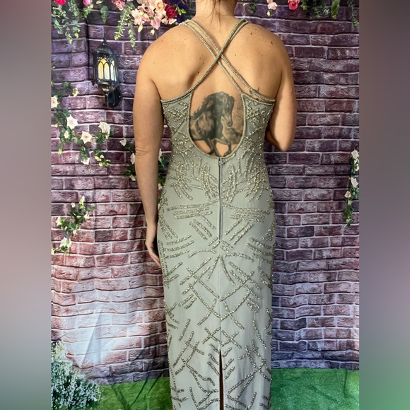 Gray Beaded Cross-Back Dress - Picture 3 of 4